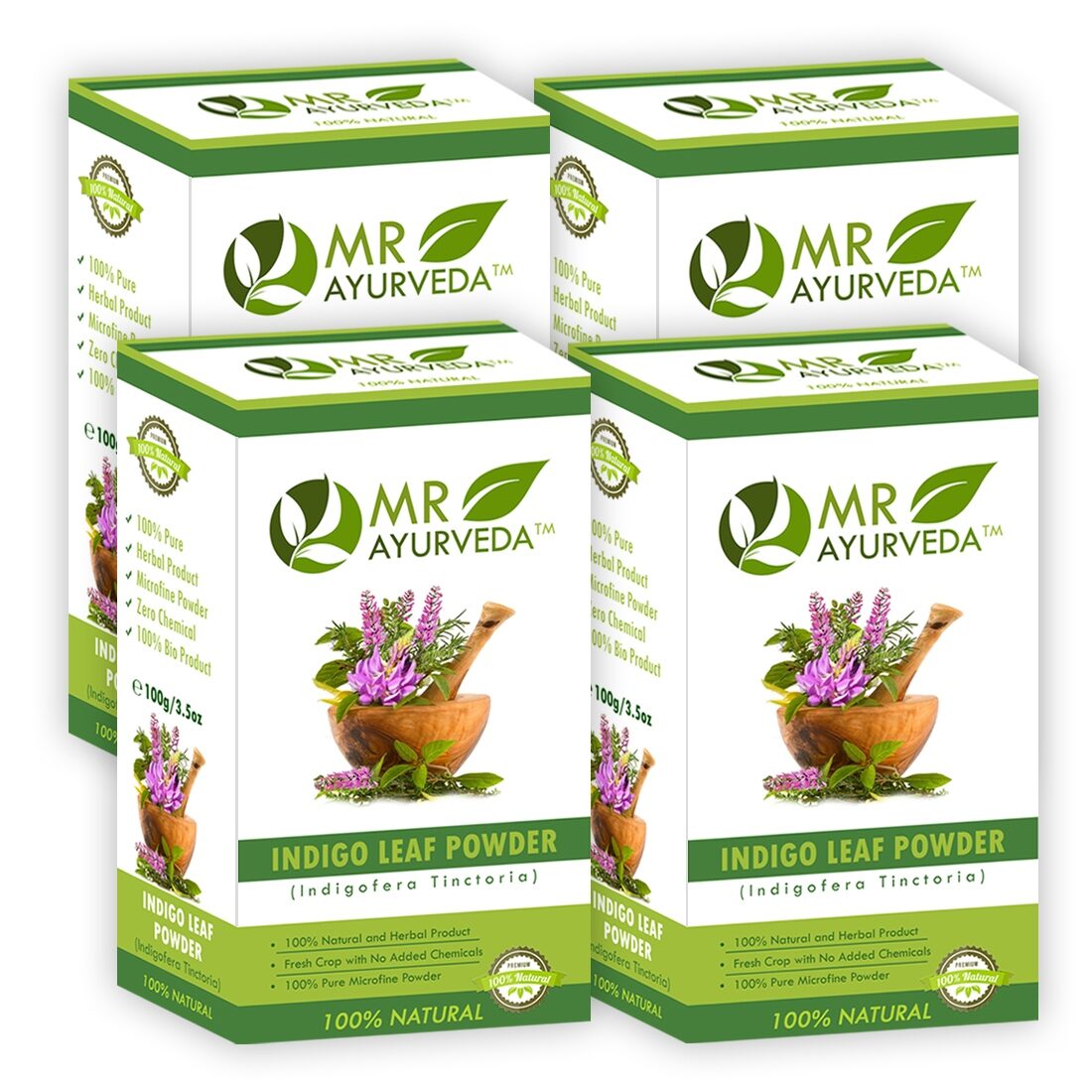 

MR Ayurveda 100 Organic Indigo Powder Hair Color 100 g (Pack of 4)