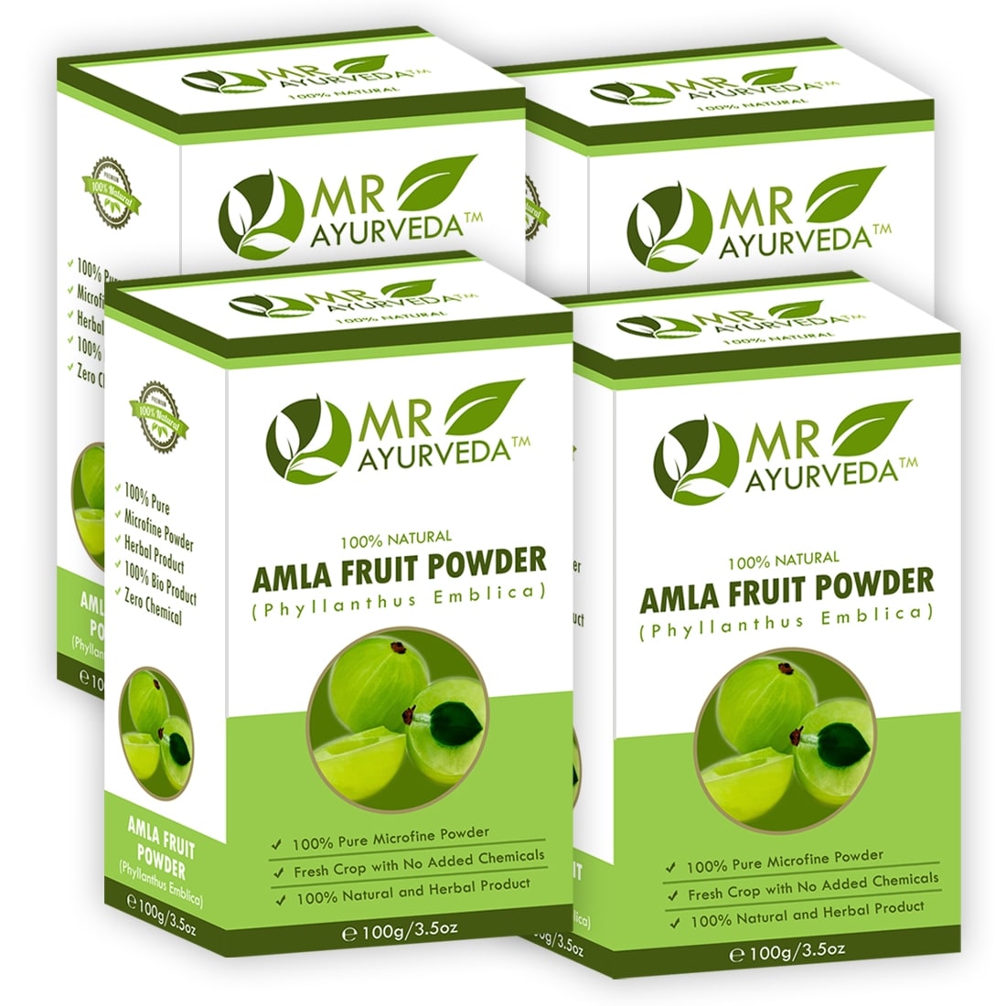 

MR Ayurveda 100 Pure and Fresh Amla Powder for Hair and Skin - Set of 4 (100 g)