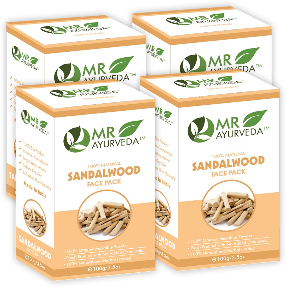 

MR Ayurveda 100 Organic Sandalwood Powder (Face Pack) 100 g (Pack of 4 )