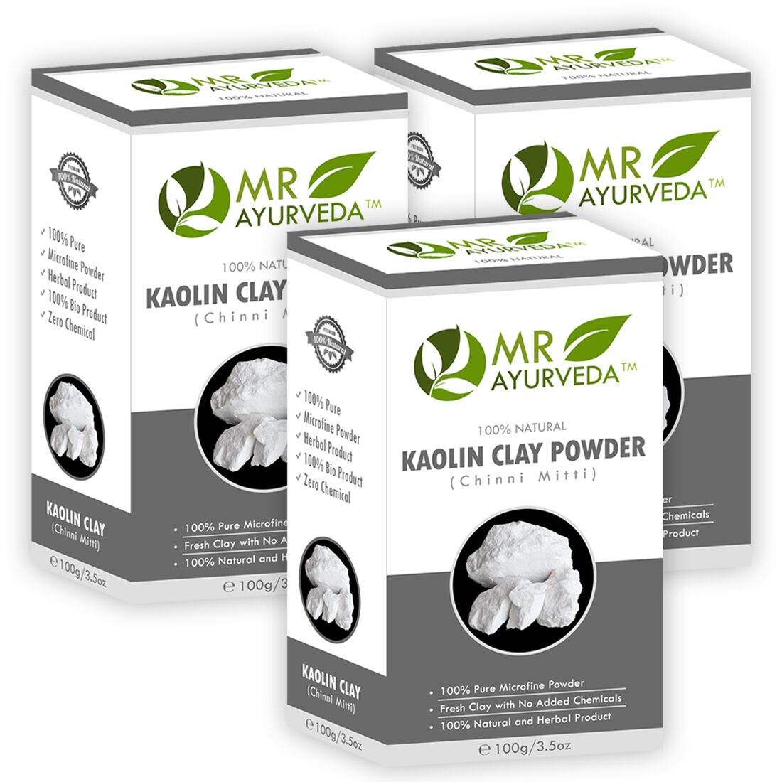 

MR Ayurveda 100 Pure China Clay Powder (Kaolin Powder) Pack of 3 ( 100 g )