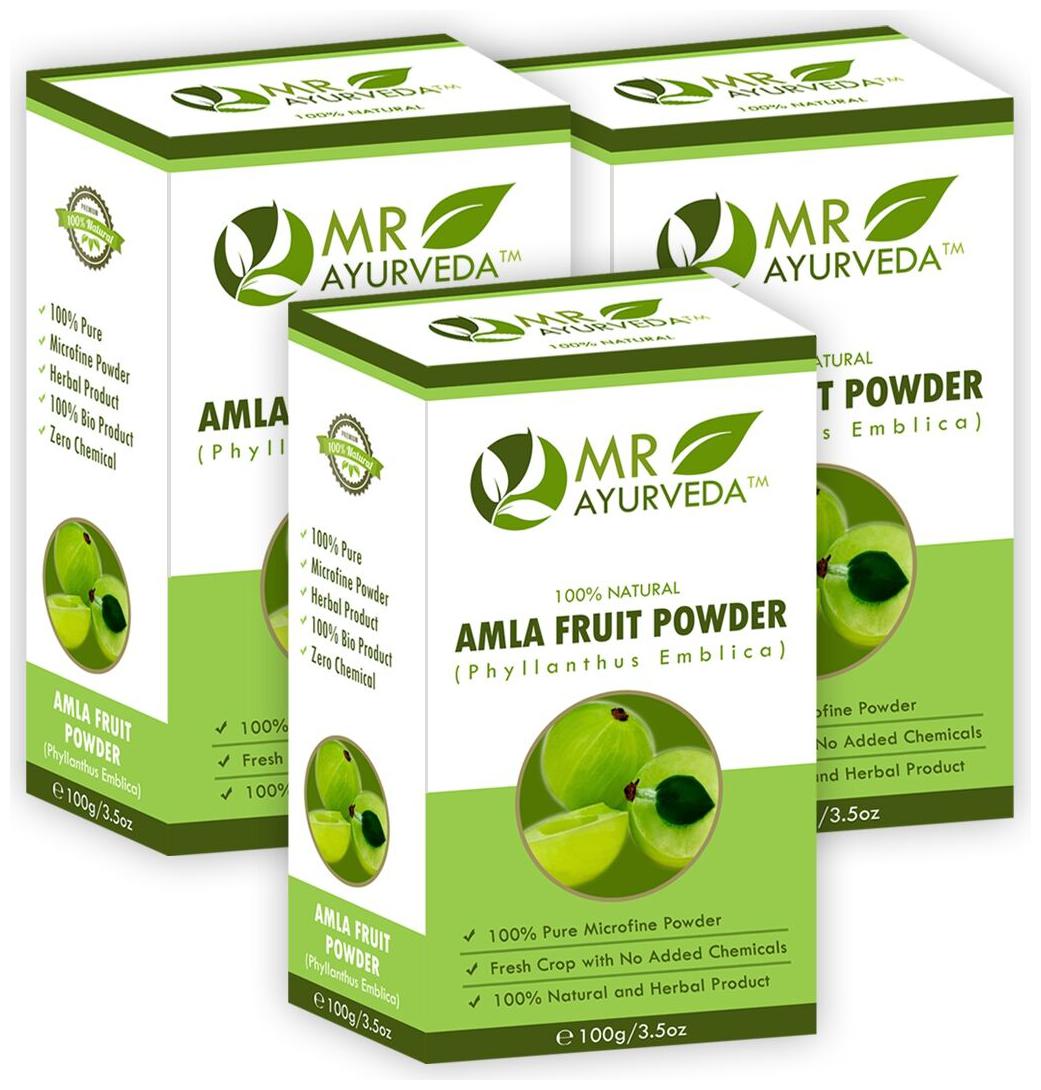 

MR Ayurveda 100 Pure and Natural Amla Powder for Hair and Skin 100g (Pack of 3)