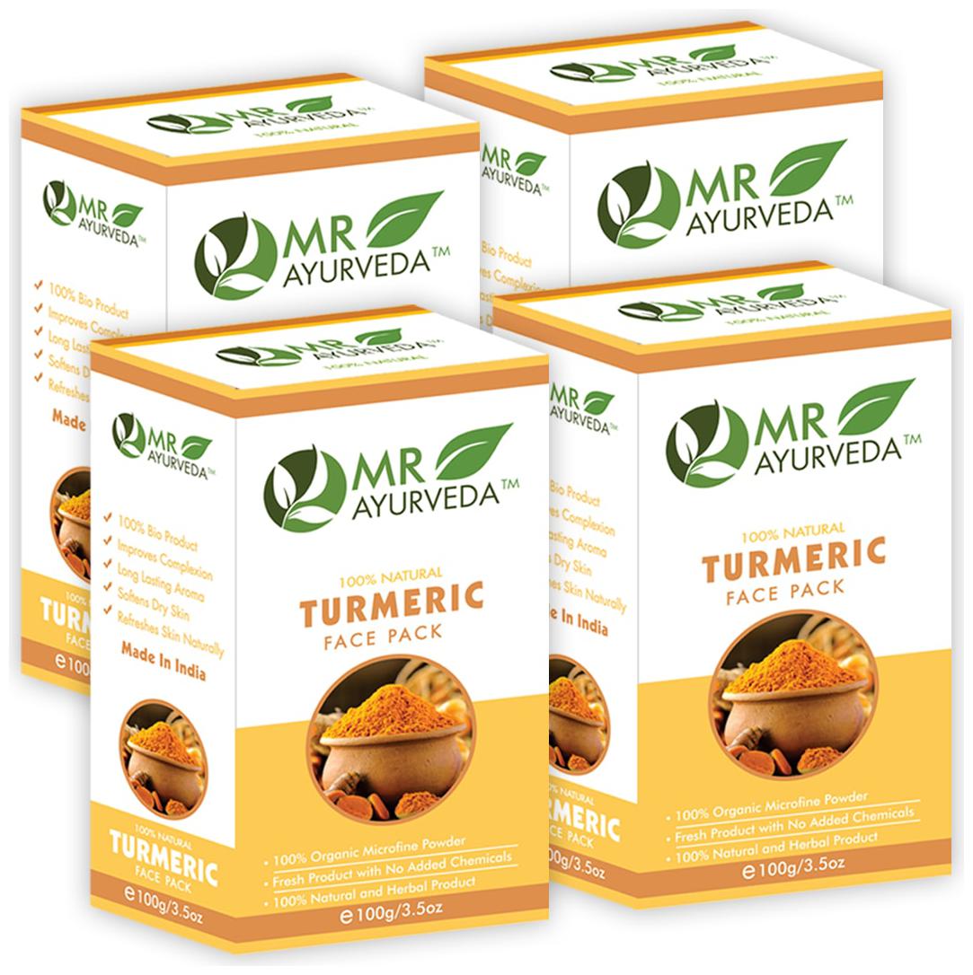 

MR Ayurveda Organic Turmeric Powder Face Pack 100 g (Set of 4)