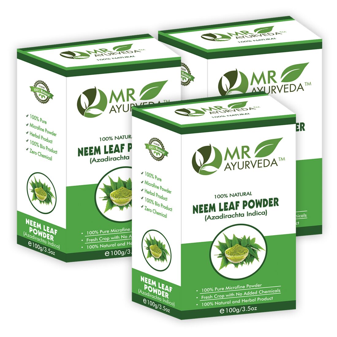 

MR Ayurveda 100 Natural (Neem Powder) For Pimple Free Clear Skin-100g (Pack of 3)