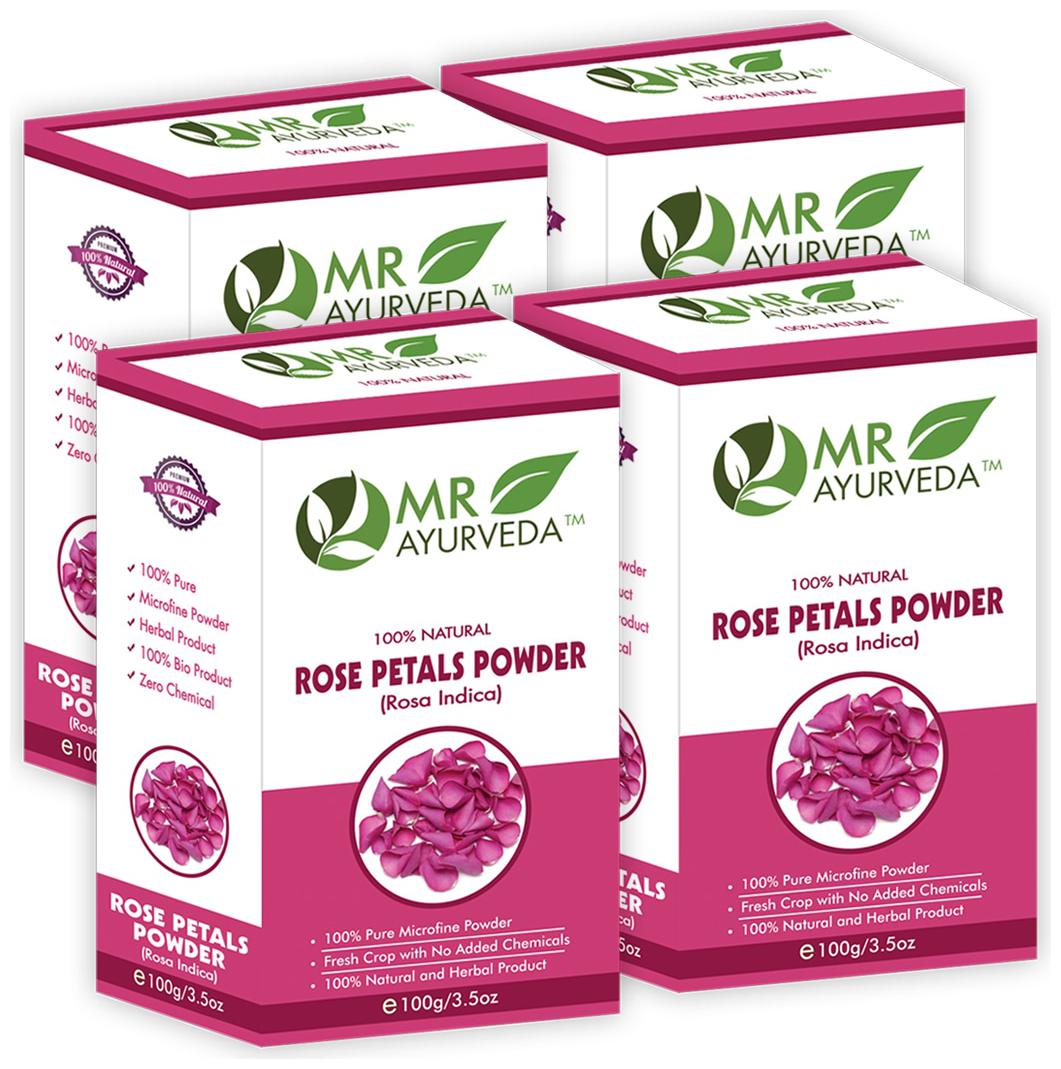 

MR Ayurveda 100 Natural Rose Petals Powder For Skin Whitening- 100 g (Pack of 4)