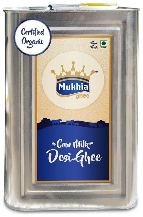 

Mukhia Cow Desi- Certified Organic Ghee Organic Grass-Fed Ghee from Untouched Raw Cow Milk Directly from Mukhi Dairy Farm (5 Litre)