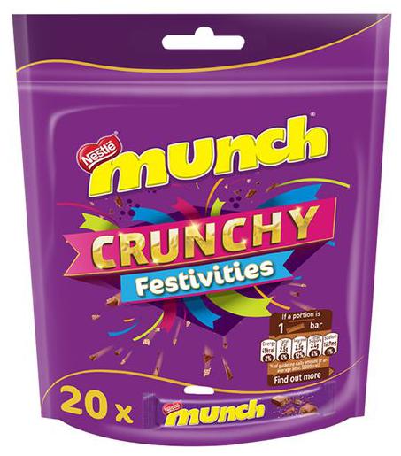 

Munch Share Pack - Crunchy Festivities Chocolate Coated Wafer Bars 222 g Pack of 20 (11 1 g each)