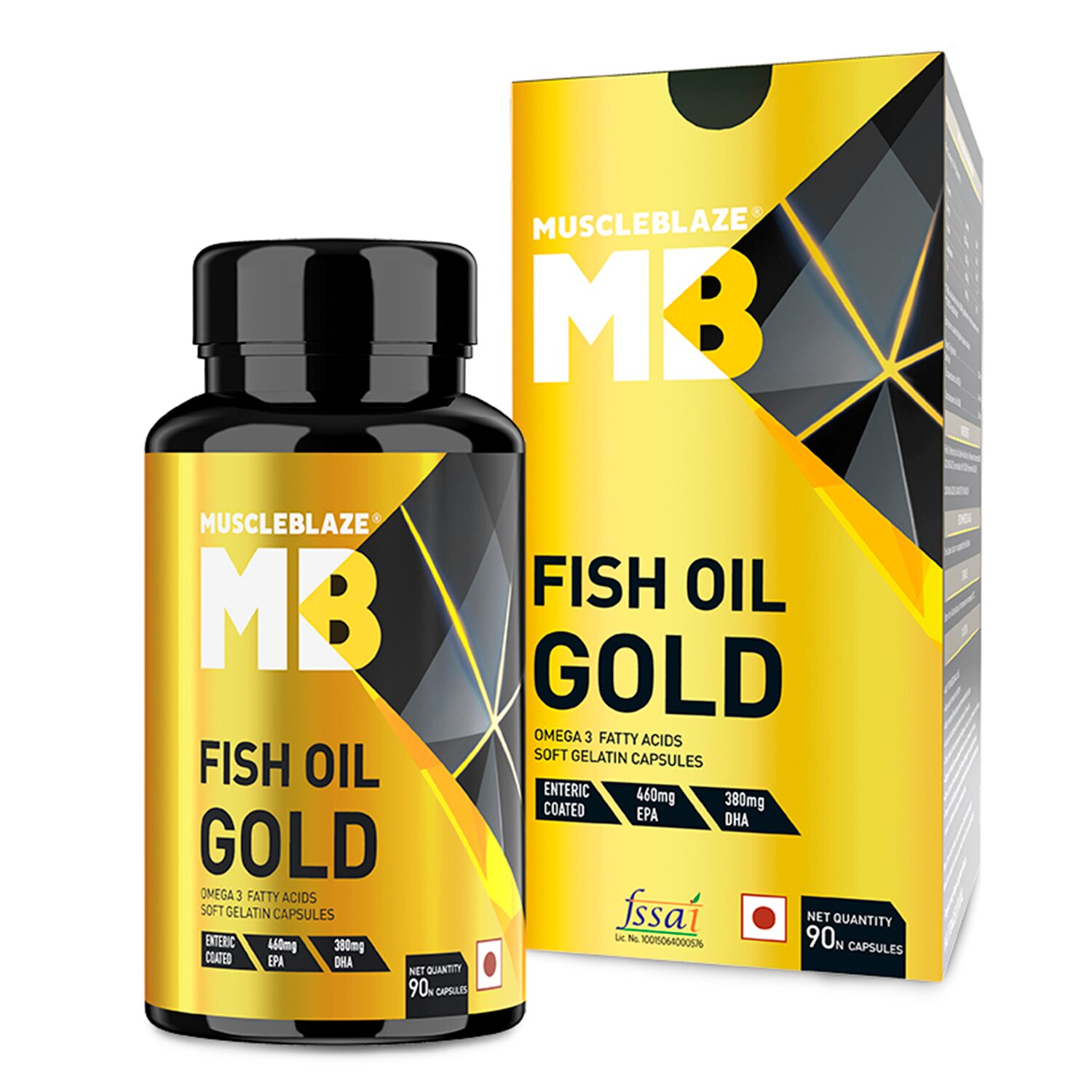 

MuscleBlaze Fish Oil Gold 460 mg EPA and 380 mg DHA (90 Capsules 1250 mg) Pack of 1