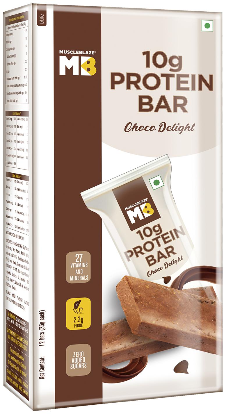 

MuscleBlaze 10g Protein Bar 12 Piece(s) Pack Choco Delight 35g Each