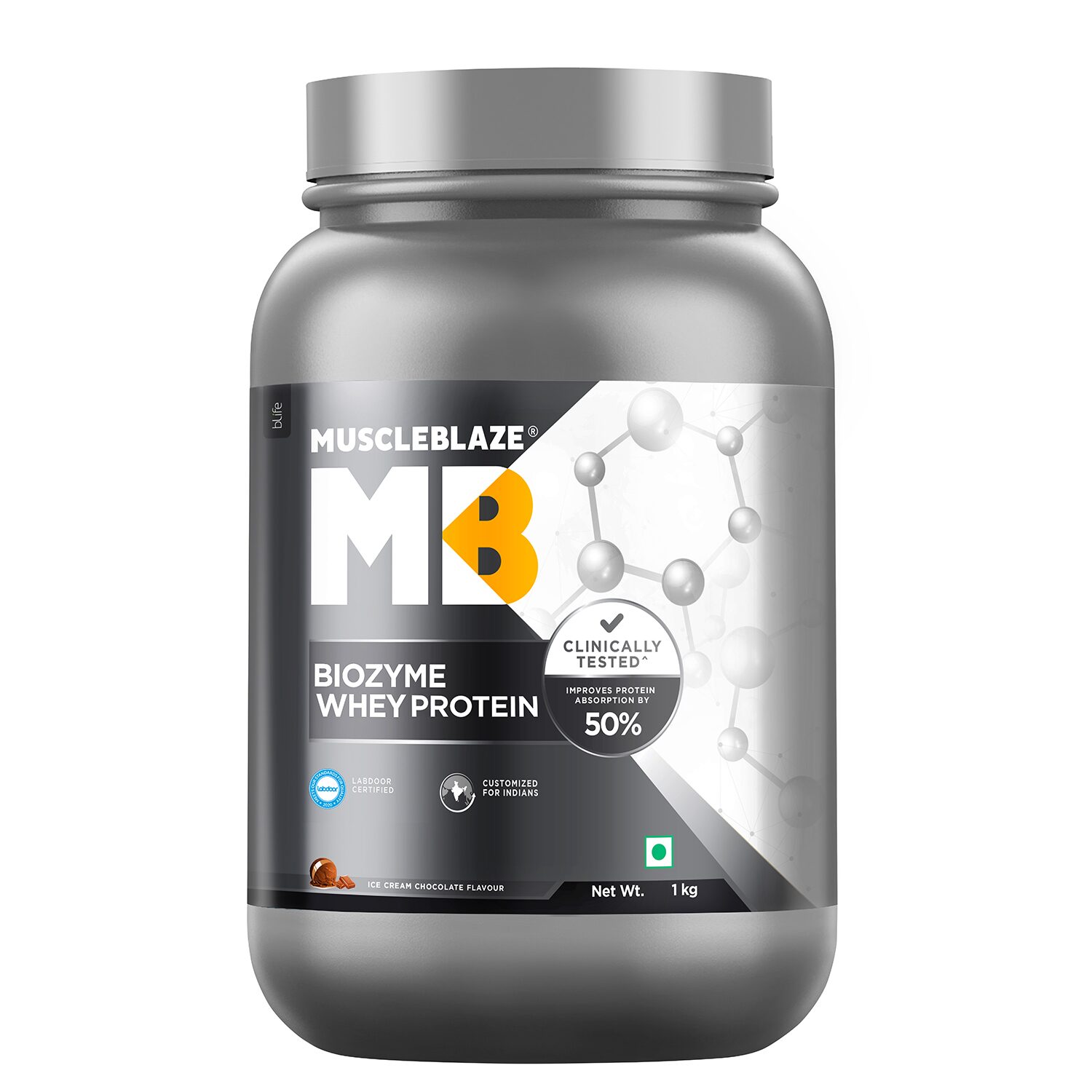 

MuscleBlaze Biozyme Whey Protein (1 kg Ice Cream Chocolate)