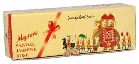 

Mysore Sandal Bathing Soap - Sandal Jasmine Rose 450 g