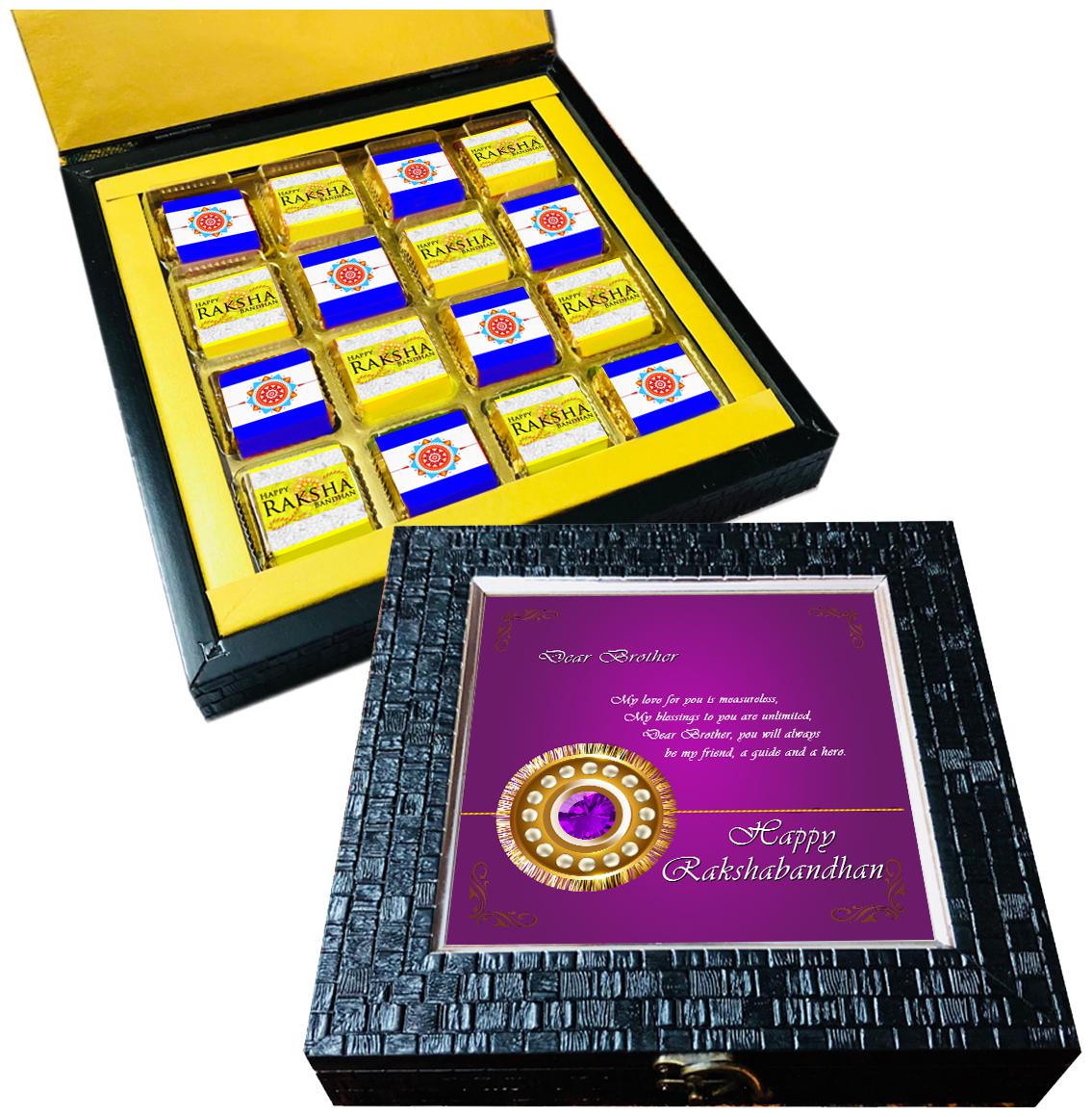 

Mystik Beautiful Rakhi theme Happy Raksha Bandhan 16 pc Chocolate Gift- For Brother For Sister