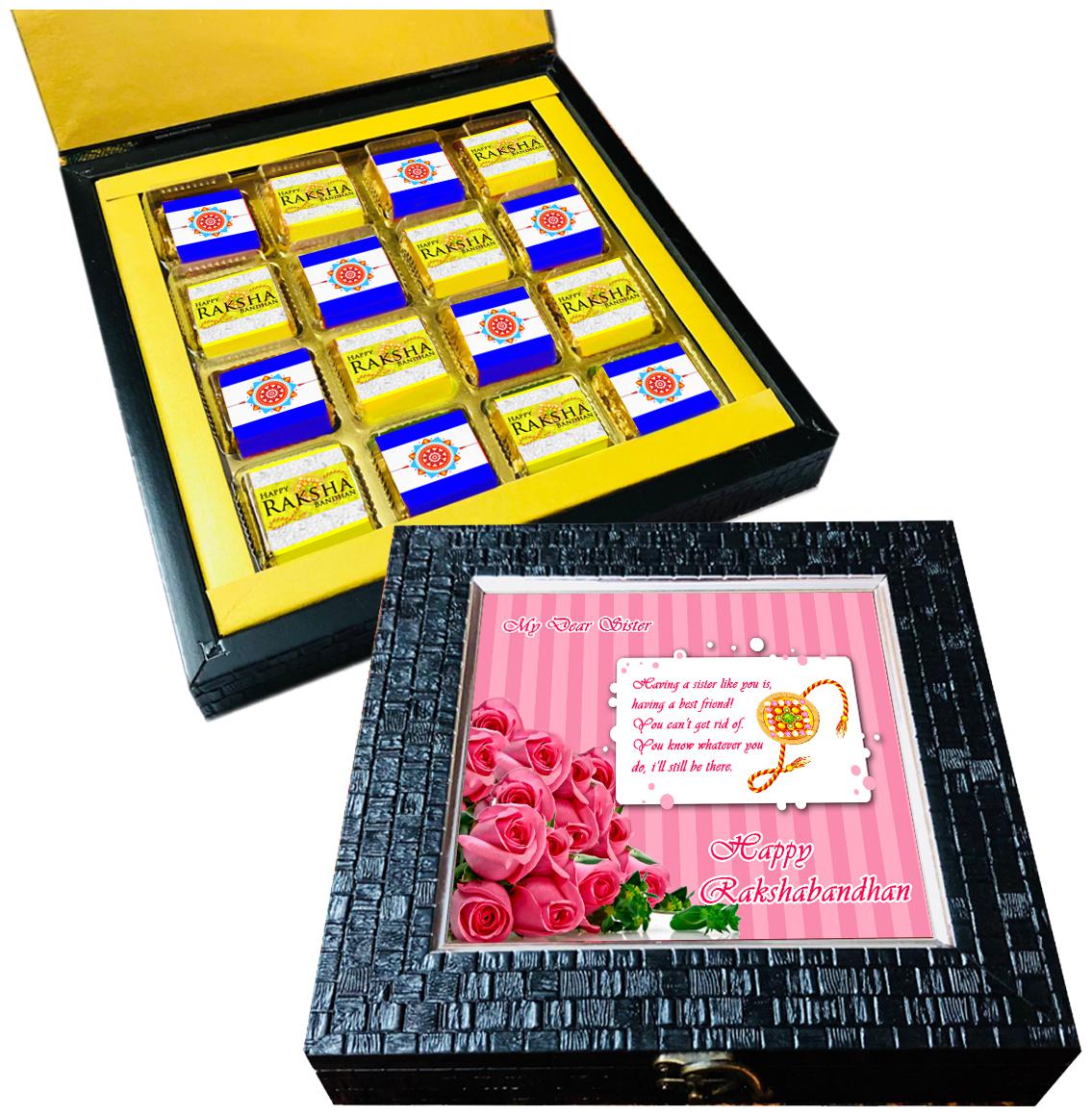 

Mystik Happy Raksha Bandhan to Dear Sister 16 pc Chocolate Gift for Sister