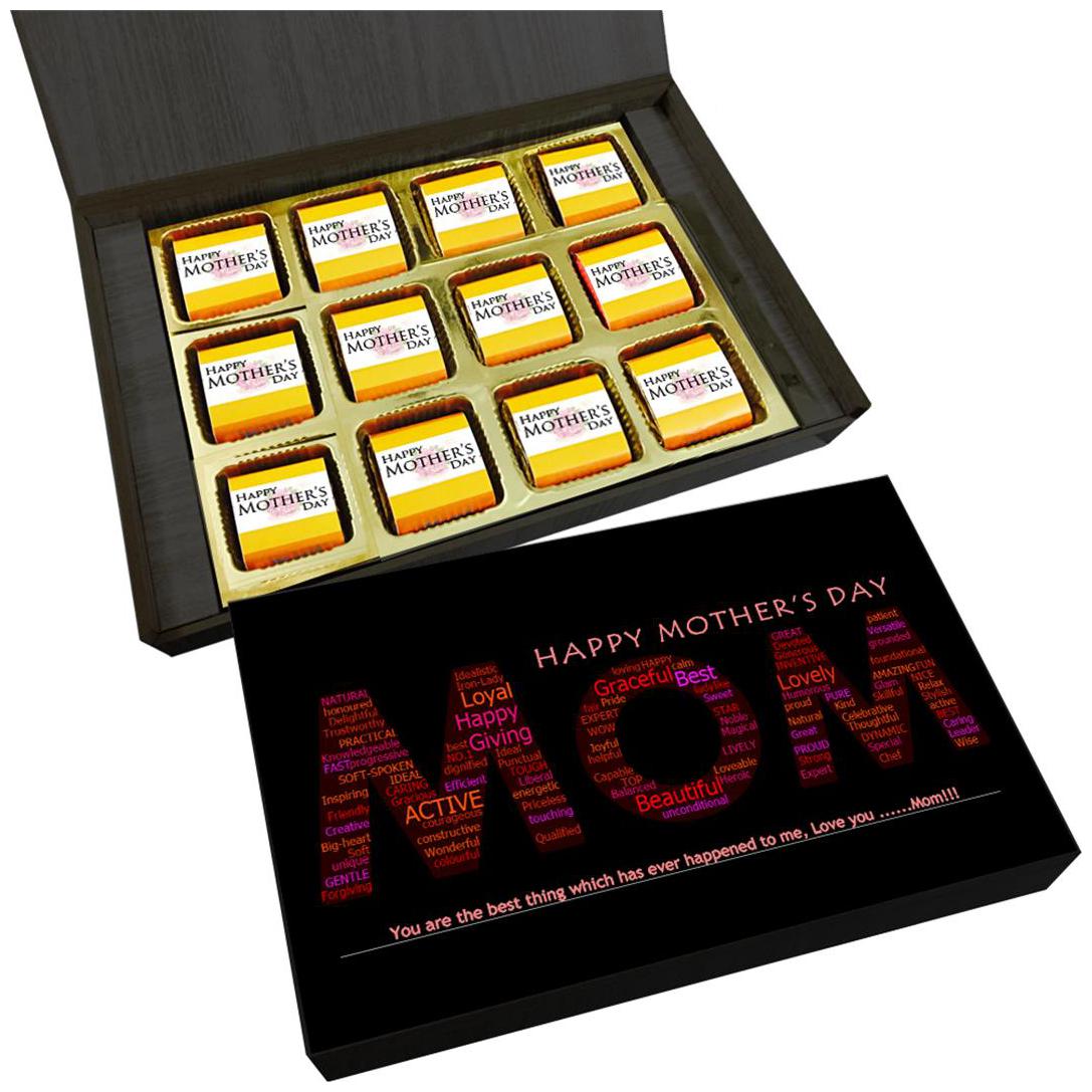 

Mystik Mother s Day Gift 12pc Wooden Chocolate Box Black