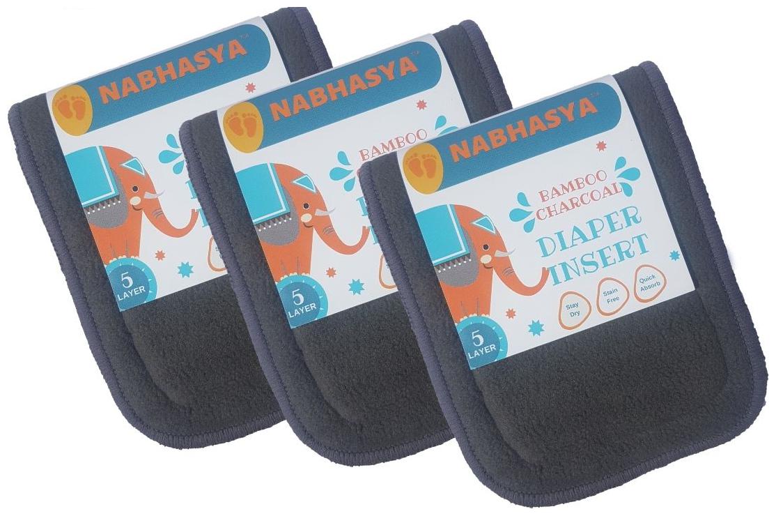 

Nabhasya Ease Living 5 Layer Stay Dry Natural Bamboo Charcoal Baby Cloth Diaper Insert (Pack of 3)