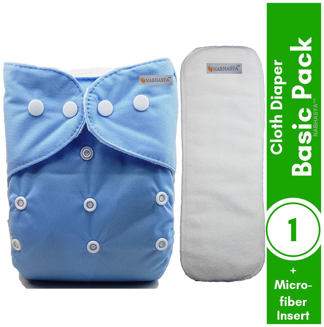

Nabhasya Ease Living Baby Basic Cloth Diaper with Natural Microfiber Insert Blue