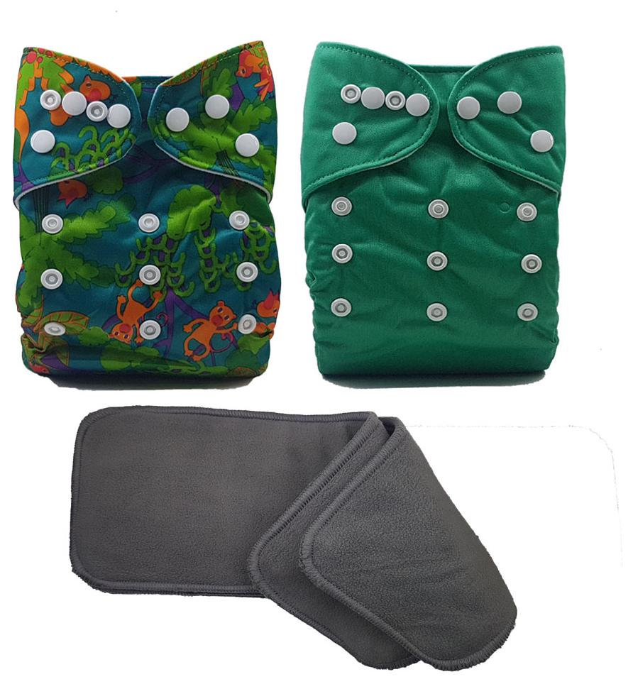 

Nabhasya Ease Living Cloth Diaper with Free Bamboo Charcoal Insert-Green Jungle-Free Size