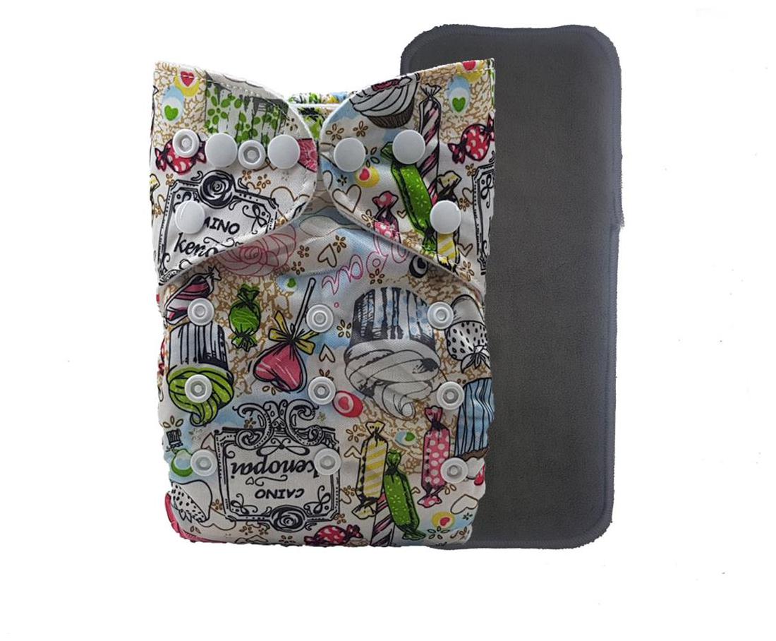 

Nabhasya Ease Living Printed Cloth Diaper with Free Bamboo Charcoal Insert-Kids Bash Size M (Pack of 2 )