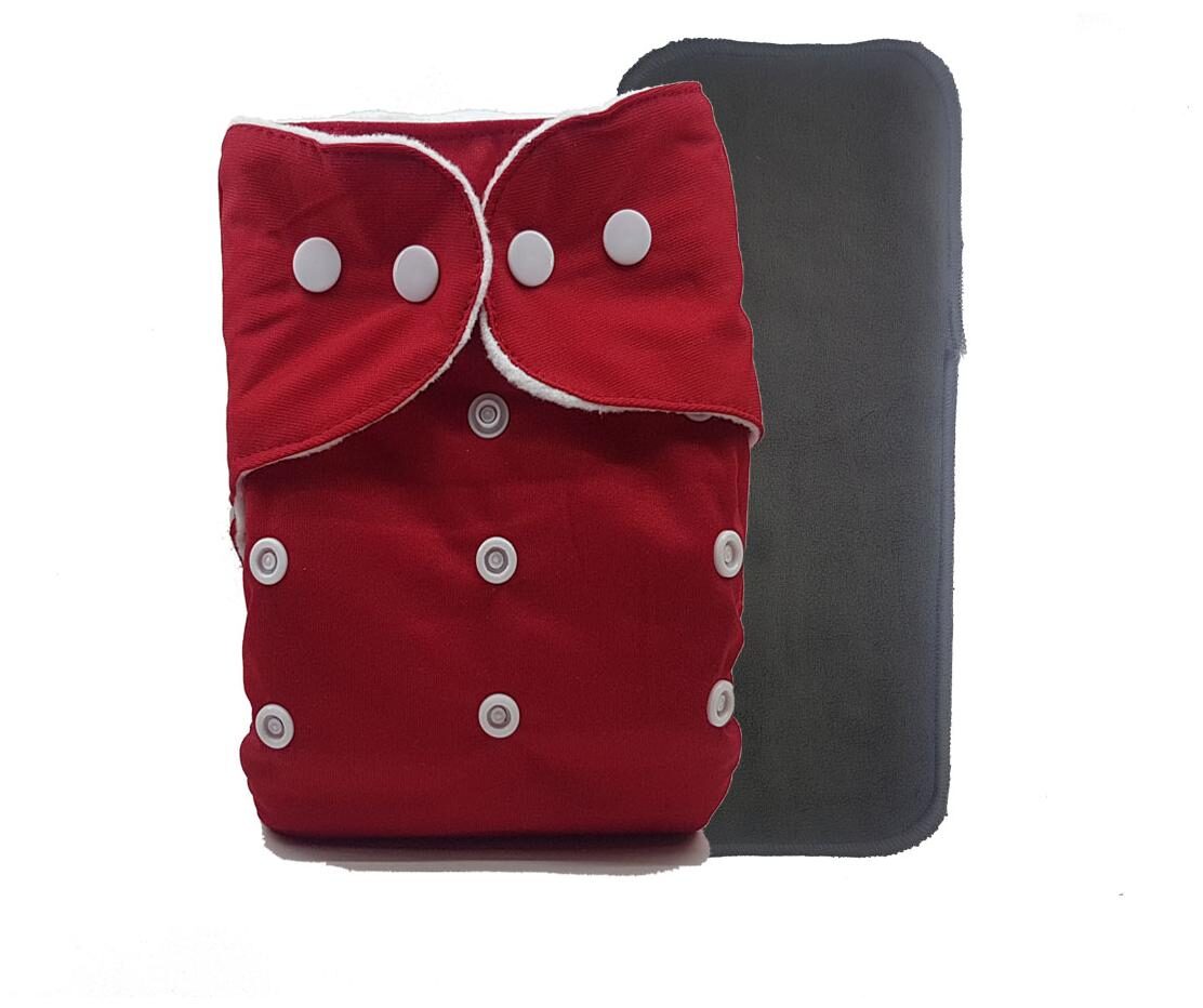 

Nabhasya Ease Living Solid Colour Cloth Diaper With Bamboo Charcoal Insert-Red