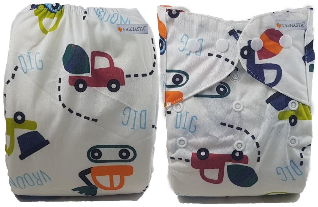

Nabhasya Ease Living Classic Reusable Pocket Baby Cloth Diaper Pack of 1 (No Insert) - Digger Dumper