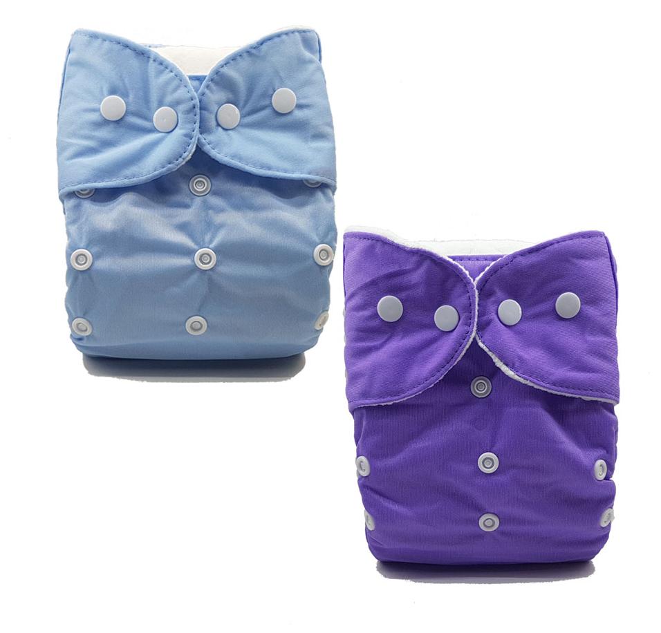 

Nabhasya Ease Living Solid Color Cloth Diaper (No Insert)-Blue and Purple Pack of 2