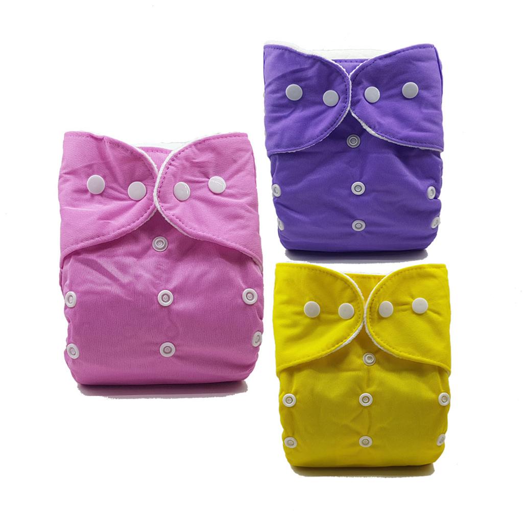 

Nabhasya Ease Living Solid Color Cloth Diaper Pink Purple and Yellow(Pack of 3)