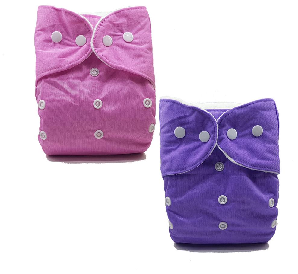 

Nabhasya Ease Living Solid Color Cloth Diaper (No Insert)-Pink and Purple Pack of 2