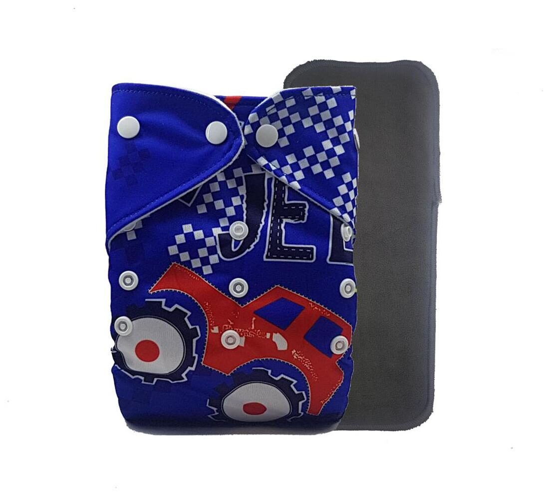

Nabhasya Ease Living Printed Cloth Diaper with Free Bamboo Charcoal Insert-Jeep World Size M (Pack of 2 )