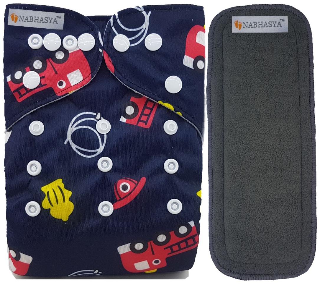 

Nabhasya Ease Living Vibrant Cloth Diapers for Babies with 5 Layer Bamboo Charcoal Diaper Inserts - Fire Fighter