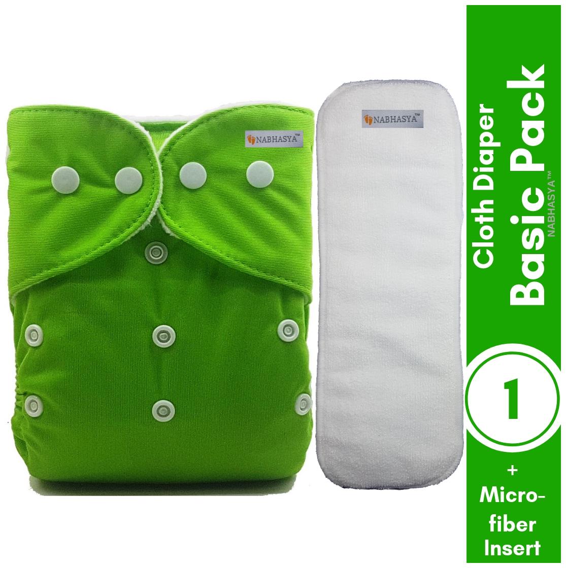 

Nabhasya Ease Living Baby Basic Cloth Diaper with Natural Microfiber Insert Green