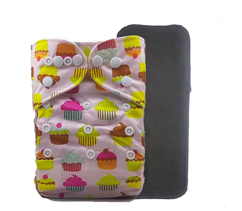 

Nabhasya Ease Living Printed Cloth Diaper with Free Bamboo Charcoal Insert-Cup Cake Size M (Pack of 2 )