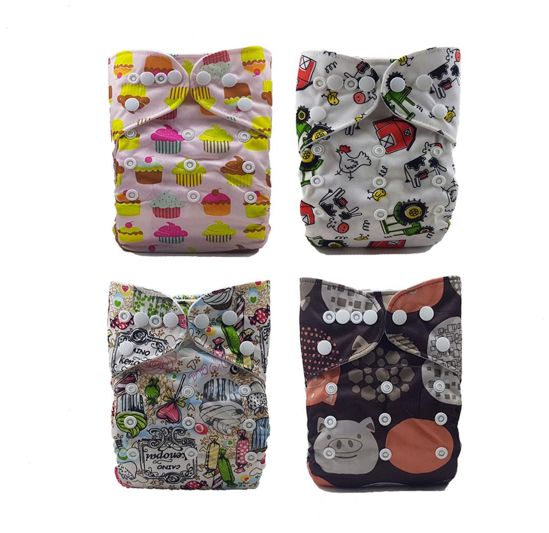 

Nabhasya Ease Living Cloth Diapers-NO INSERT-4 Party-Free Size (Pack of 4)