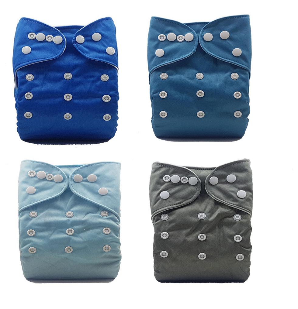 

Nabhasya Ease Living Cloth Diapers-NO INSERT-Powder Blue-Free Size (Pack of 4)