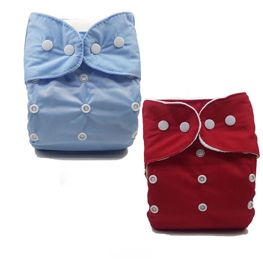 

Nabhasya Ease Living Solid Color Cloth Diaper (No Insert)-Blue and Red Pack of 2
