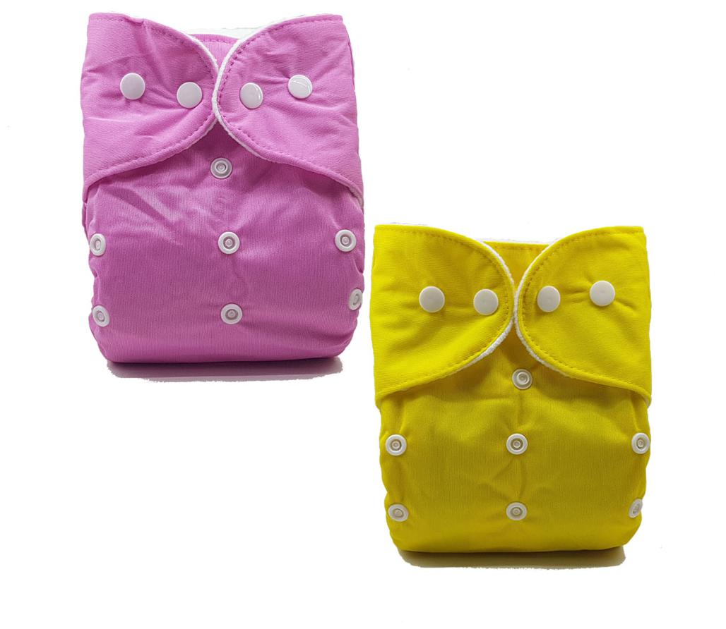 

Nabhasya Ease Living Solid Color Cloth Diaper (No Insert)-Pink and Yellow Pack of 2