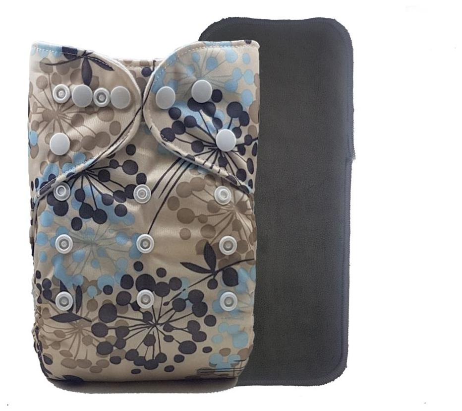 

Nabhasya Ease Living Printed Cloth Diaper with Free Bamboo Charcoal Insert-Snowflake Size M (Pack of 2 )