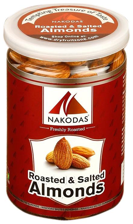 

Nakodas Roasted and Salted Almonds (Badam) Premium Quality 200 g (Pack of 3)