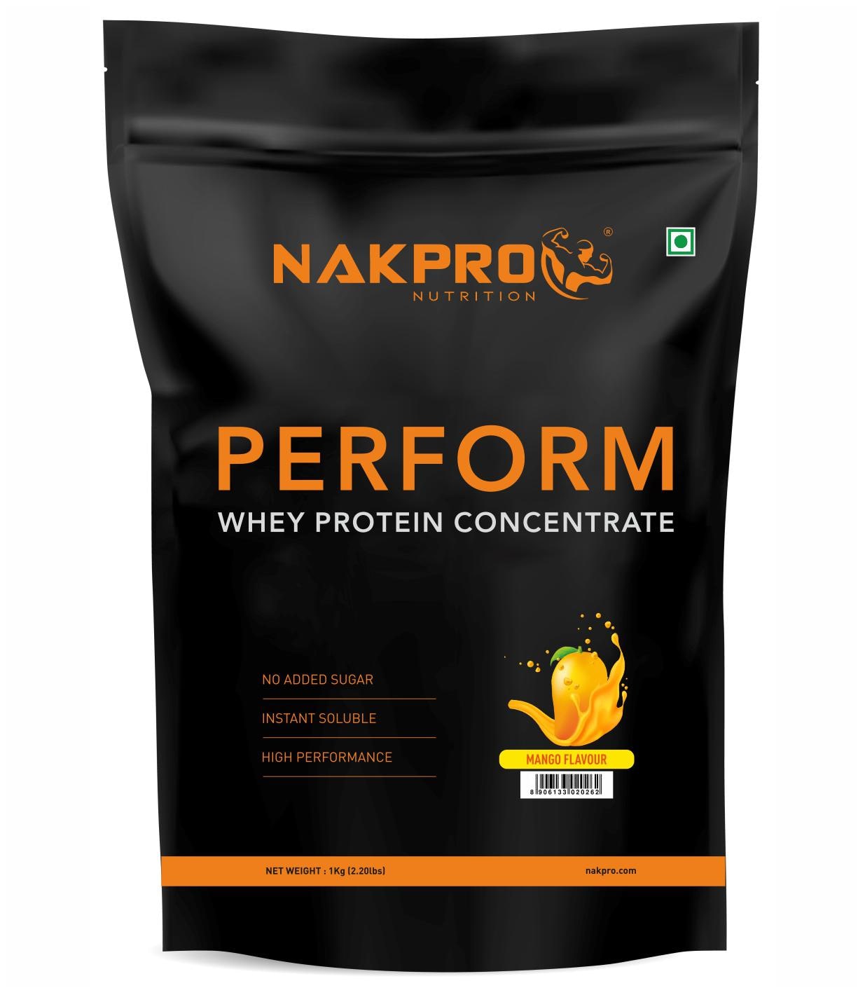 

Nakpro PERFORM Whey Protein Supplement Powder 23g Protein 5 1 BCAA 4g Glutamine - Mango (1 kg)