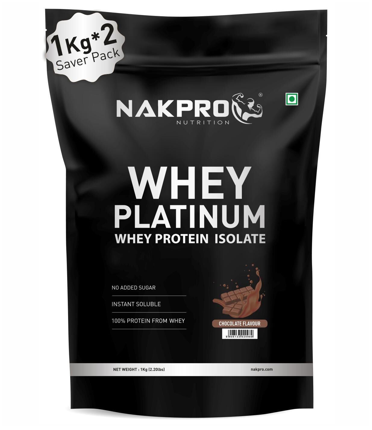 

NAKPRO PLATINUM 100 Whey Protein Isolate 2 kg Chocolate 28g Protein 6 4 BCAA 4 9g Glutamine Whey Protein Supplement Powder 1 kg ( Pack of 2 )