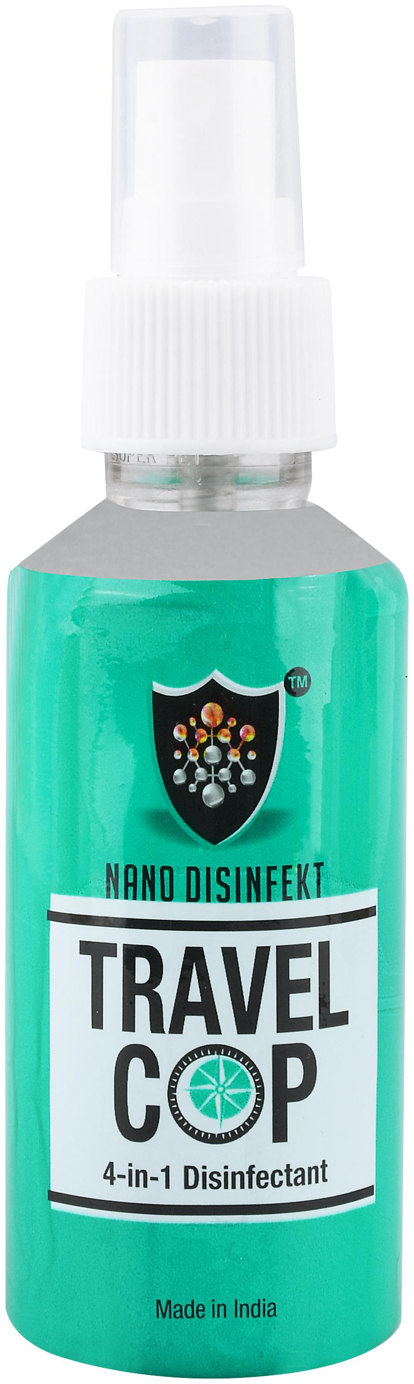

Nano Disinfekt Travel Cop 4-in-1 Disinfectant Spray Kills All Pathogens for 8 Hours Product of Nano technology 100ml (Pack of 4) Non-Alcoholic Non-Toxic emerging from Silver Copper Nanoparticles