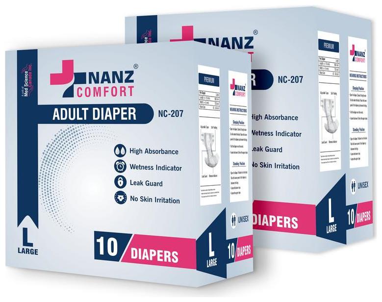 

Nanz Comfort Adult Unisex Diapers Large Size Pack of 2 10 Diaper Each
