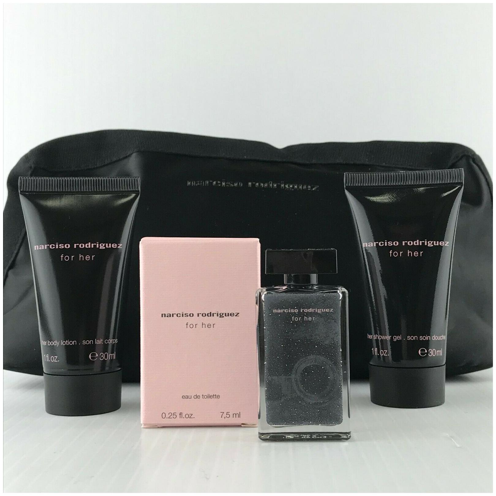 

NARCISO RODRIGUEZ 4PC MINI SET EDT SPLASH 0 25 LOTION S GEL 1 0 OZ POUCH