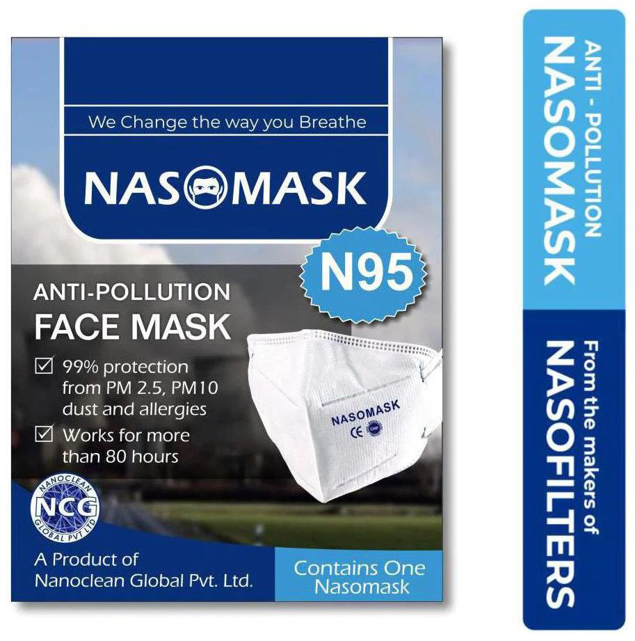 

Nasomask N95 Face Mask Virus Bacteria Dust Pollen Pollution Protection Pack of 4