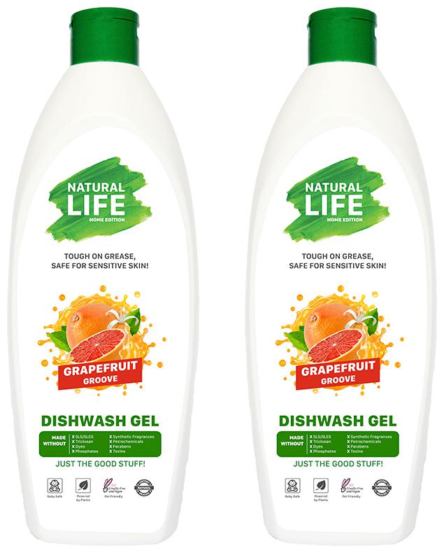 

NATURAL LIFE Dishwash Liquid Gel 500 ml Grapefruit Grove - Pack of 2