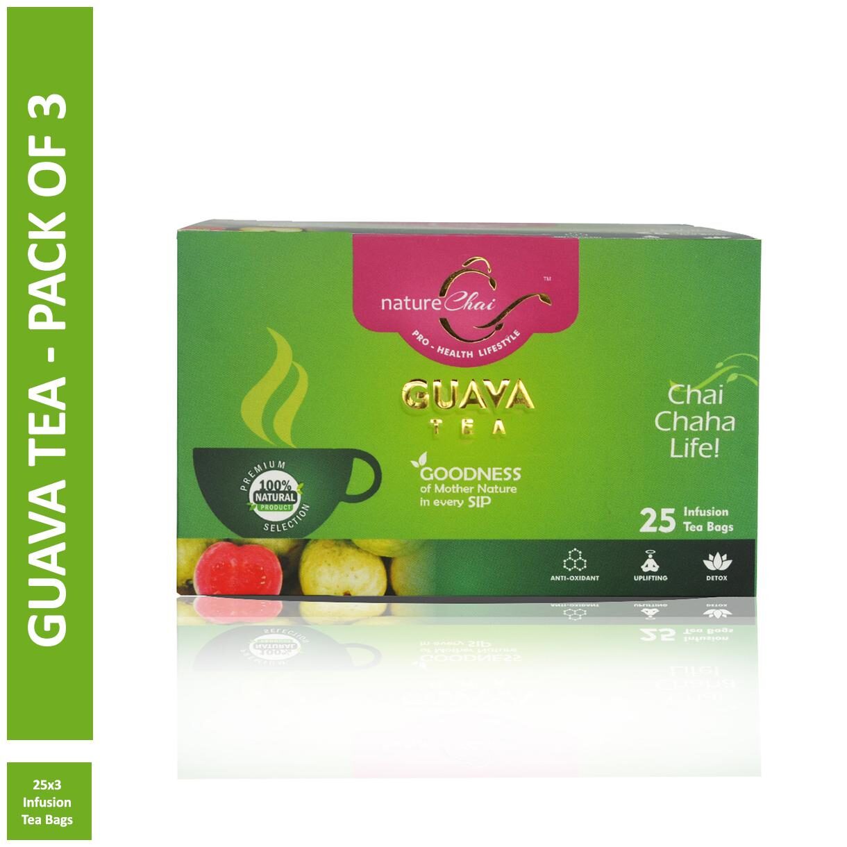 

Nature Chai Guava Green Tea - 25 Tea Bags (Pack of 3)