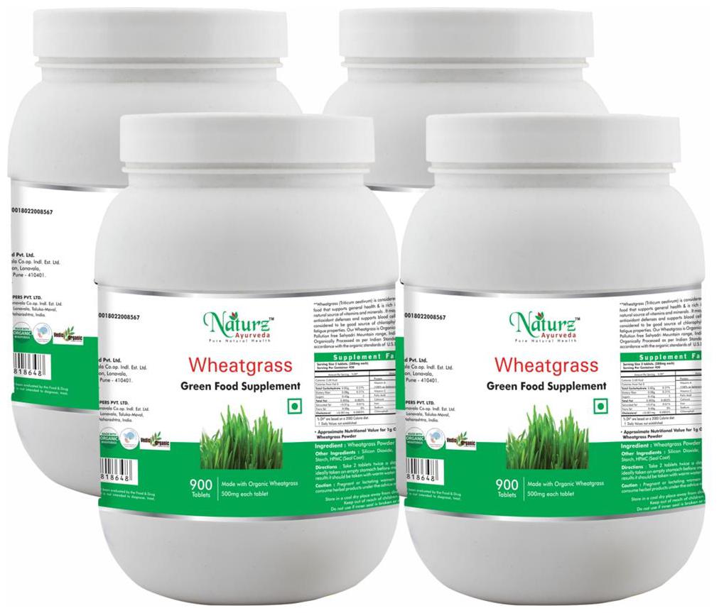 

Naturz Ayurveda Wheatgrass - 900 Tablets Pack of 4