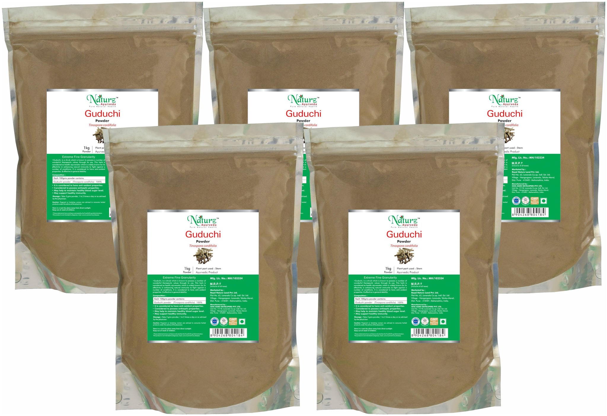 

Naturz Ayurveda Guduchi Powder - 1 kg Value Pack of 5