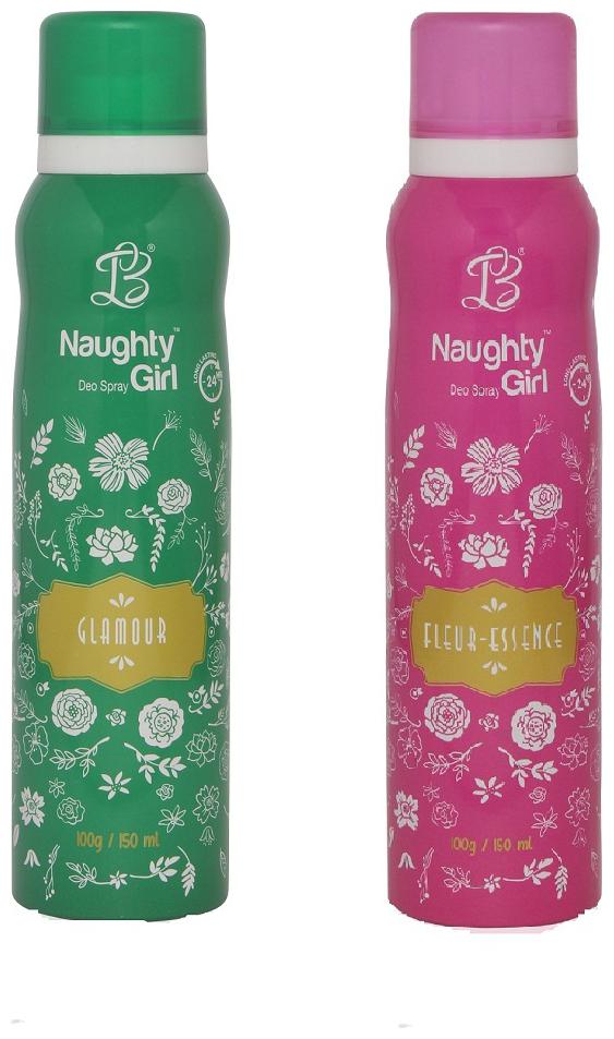 

Naughty Girl GLAMOUR FLEUR ESSENCE Gas Deodorant for Women (Pack of 2) (150ml each)