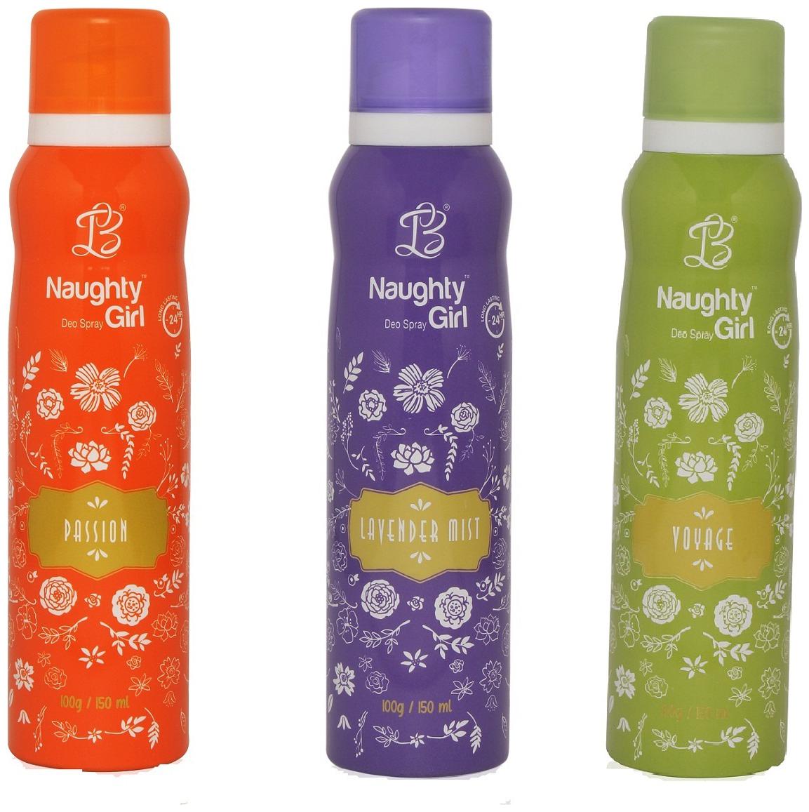 

Naughty Girl PASSION LAVENDER MIST VOYAGE Gas Deodorant for Women (Pack of 3) (150ml each)