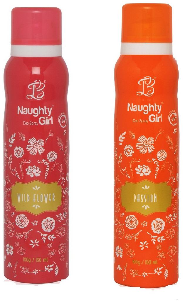 

Naughty Girl WILD FLOWER PASSION Gas Deodorant for Women (Pack of 2) (150ml each)