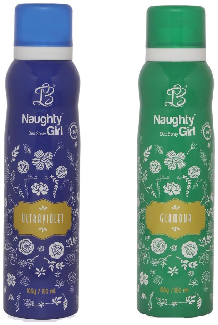 

Naughty Girl ULTRAVOILET GLAMOUR Gas Deodorant for Women (Pack of 2) (150ml each)